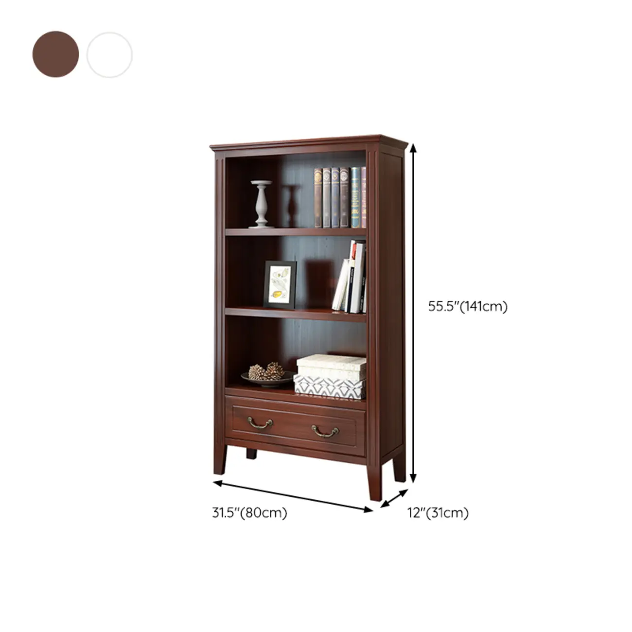 Classic White Wooden Open Storage Display Cabinet for Study Image - 23 | homeyfad
