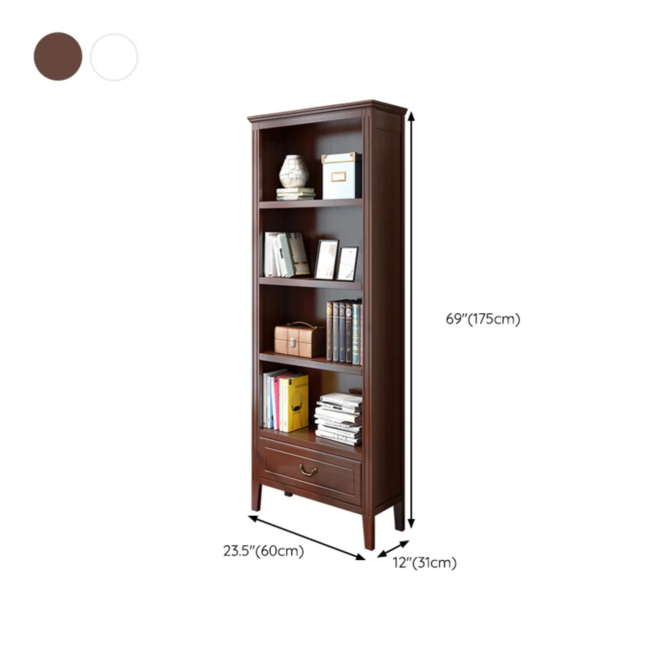 Classic White Wooden Open Storage Display Cabinet for Study Image - 24 | homeyfad