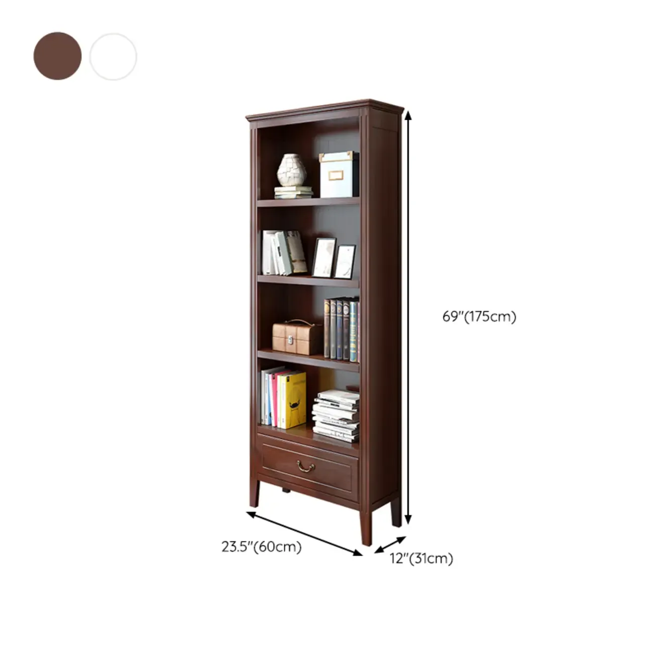 Classic White Wooden Open Storage Display Cabinet for Study Image - 24