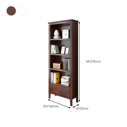 Classic White Wooden Open Storage Display Cabinet for Study Image - 24