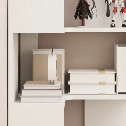 Modern White L-shaped Open Back Wooden Corner Bookcase Image - 14