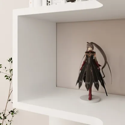 Modern White L-shaped Open Back Wooden Corner Bookcase Image - 15