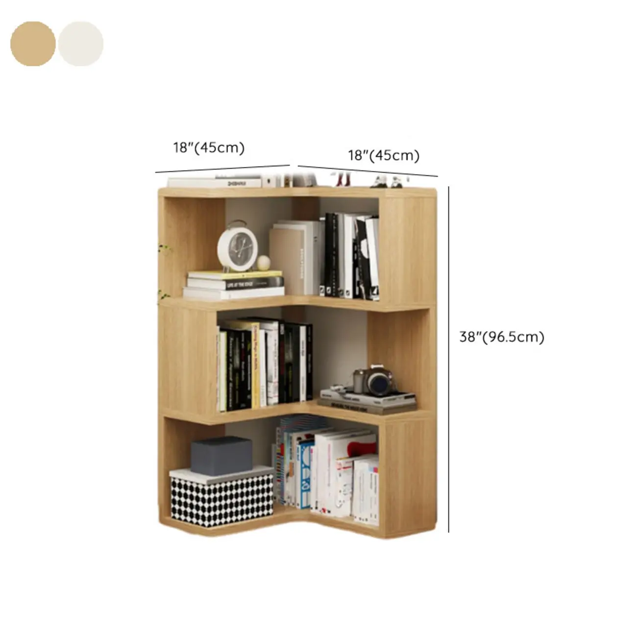 Modern White L-shaped Open Back Wooden Corner Bookcase Image - 21 | homeyfad