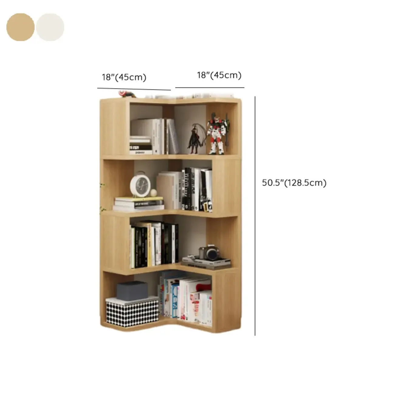 Modern White L-shaped Open Back Wooden Corner Bookcase Image - 22