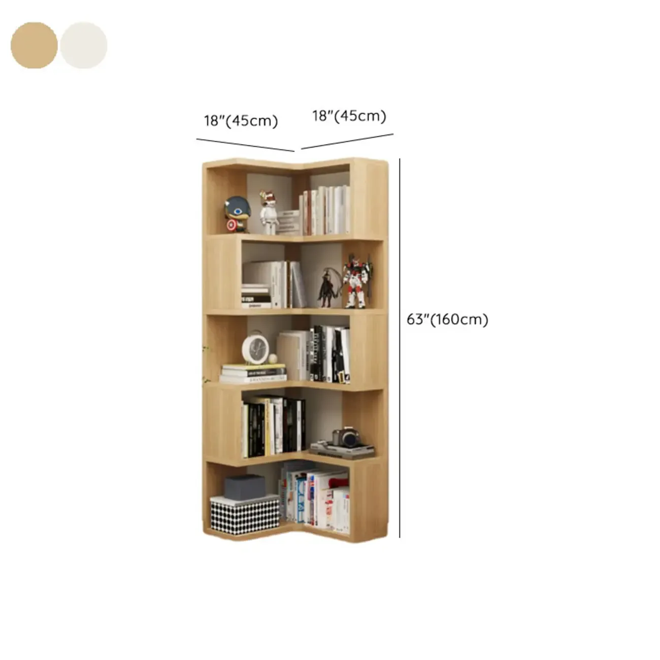 Modern White L-shaped Open Back Wooden Corner Bookcase Image - 23