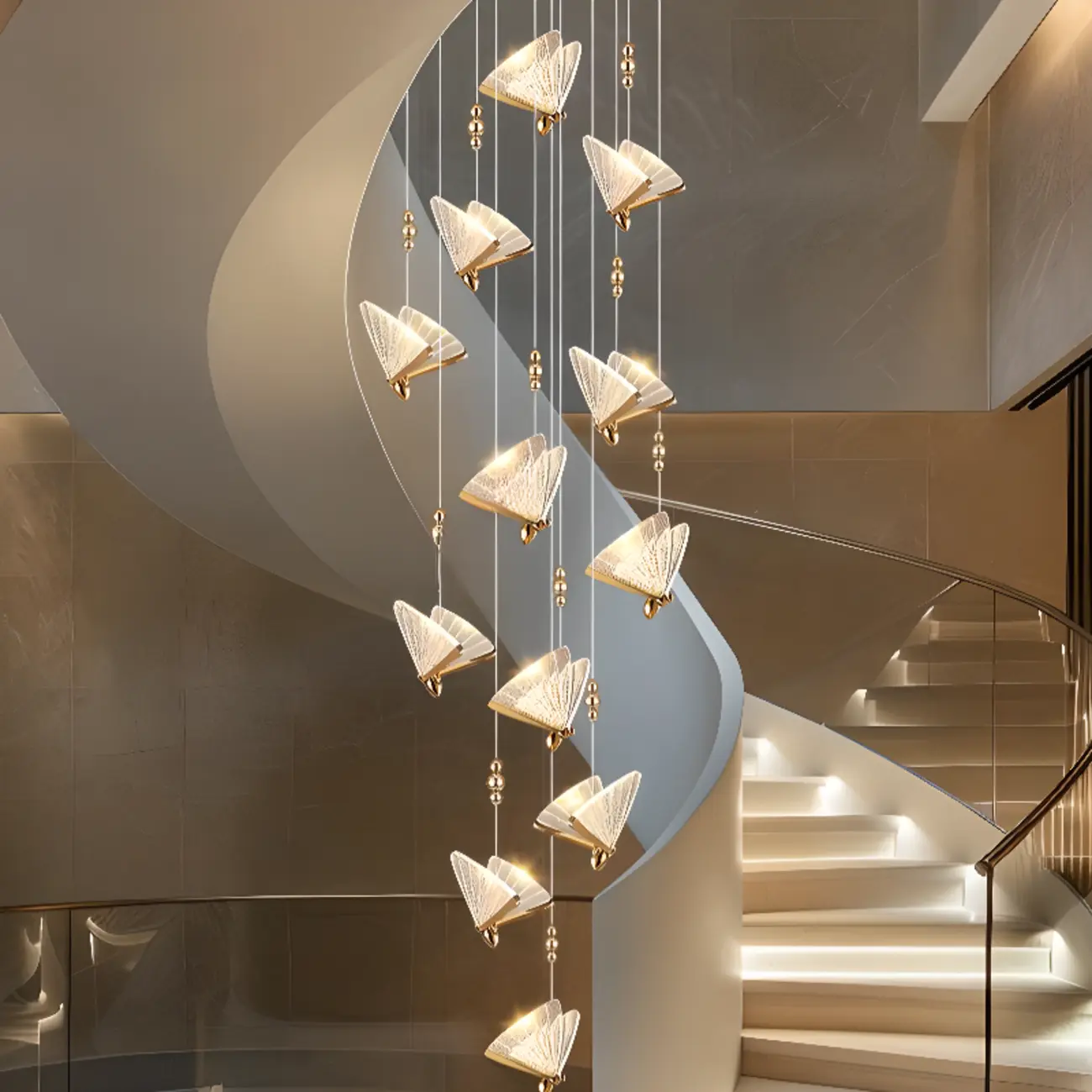 Modern Crystal Linear Butterfly Chandelier Light with Remote  Image - 1 | homeyfad