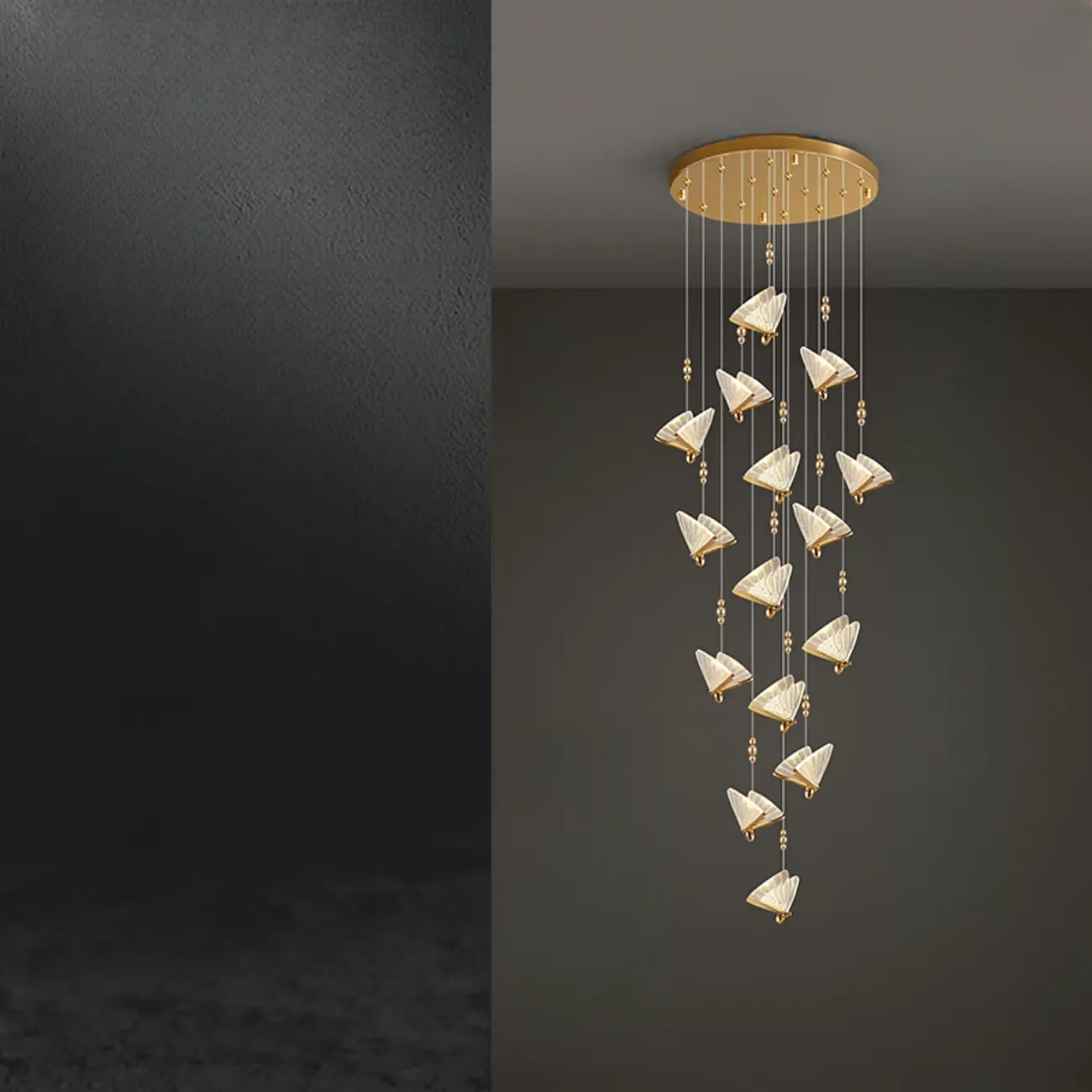 Modern Crystal Linear Butterfly Chandelier Light with Remote  Image - 2