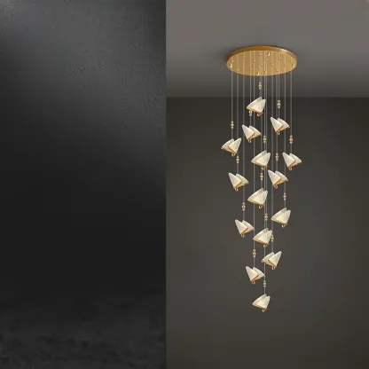 Modern Crystal Linear Butterfly Chandelier Light with Remote  Image - 2