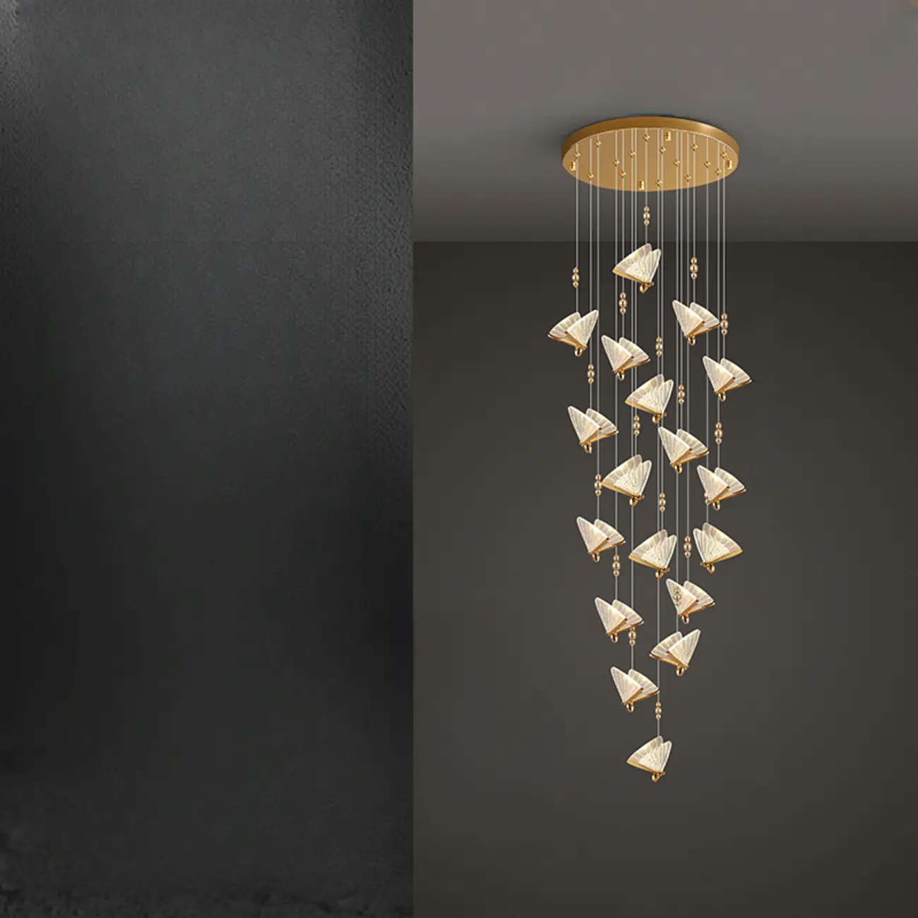 Modern Crystal Linear Butterfly Chandelier Light with Remote  Image - 3 | homeyfad