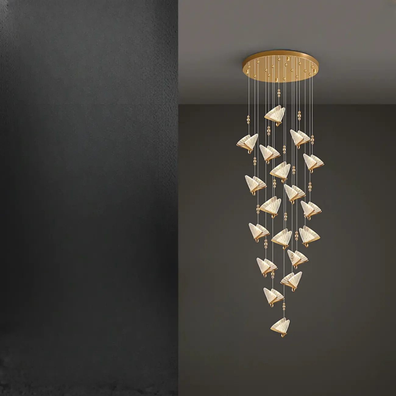 Modern Crystal Linear Butterfly Chandelier Light with Remote  Image - 3