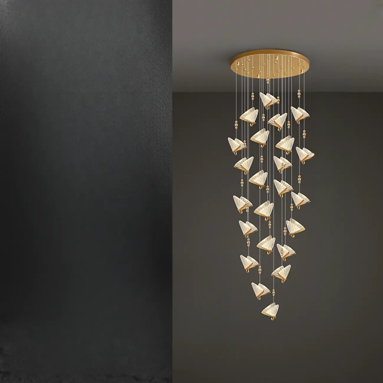 Modern Crystal Linear Butterfly Chandelier Light with Remote  Image - 5