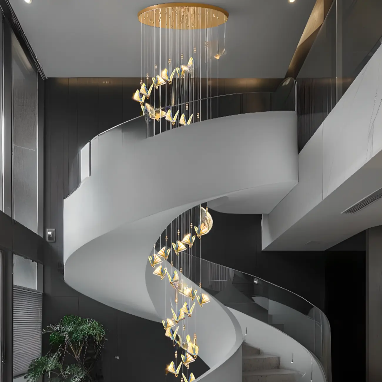 Modern Crystal Linear Butterfly Chandelier Light with Remote  Image - 6 | homeyfad