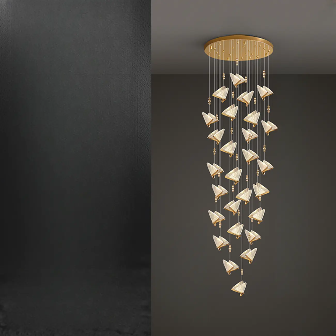 Modern Crystal Linear Butterfly Chandelier Light with Remote  Image - 7 | homeyfad