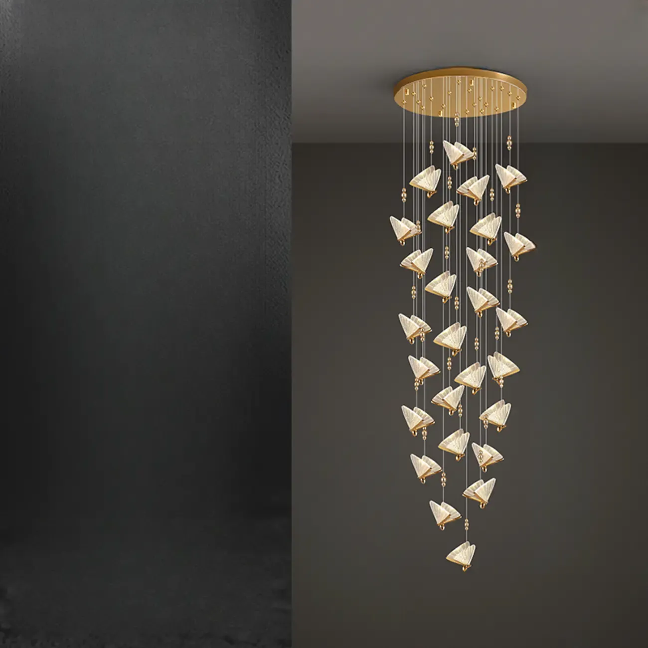 Modern Crystal Linear Butterfly Chandelier Light with Remote  Image - 7