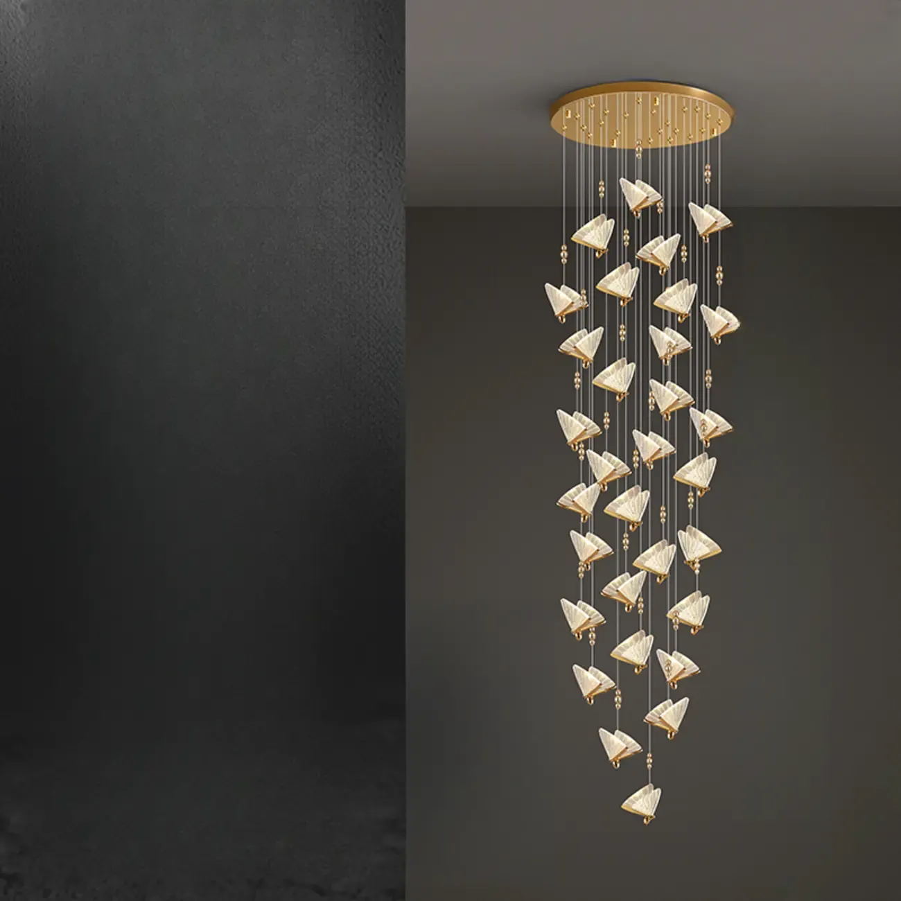 Modern Crystal Linear Butterfly Chandelier Light with Remote  Image - 9