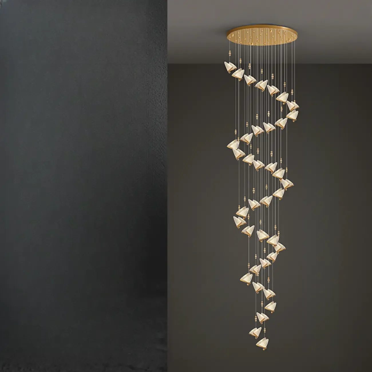 Modern Crystal Linear Butterfly Chandelier Light with Remote  Image - 12