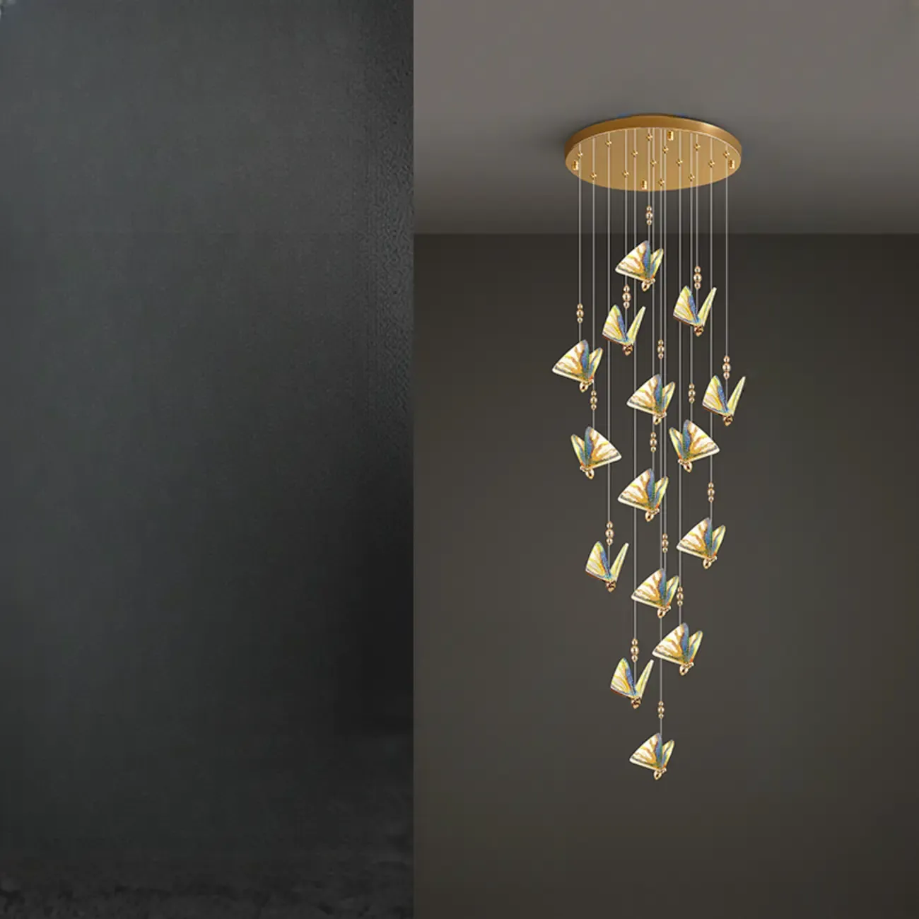 Modern Crystal Linear Butterfly Chandelier Light with Remote  Image - 16