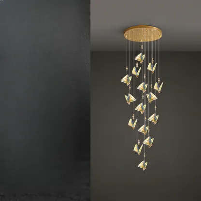 Modern Crystal Linear Butterfly Chandelier Light with Remote  Image - 16