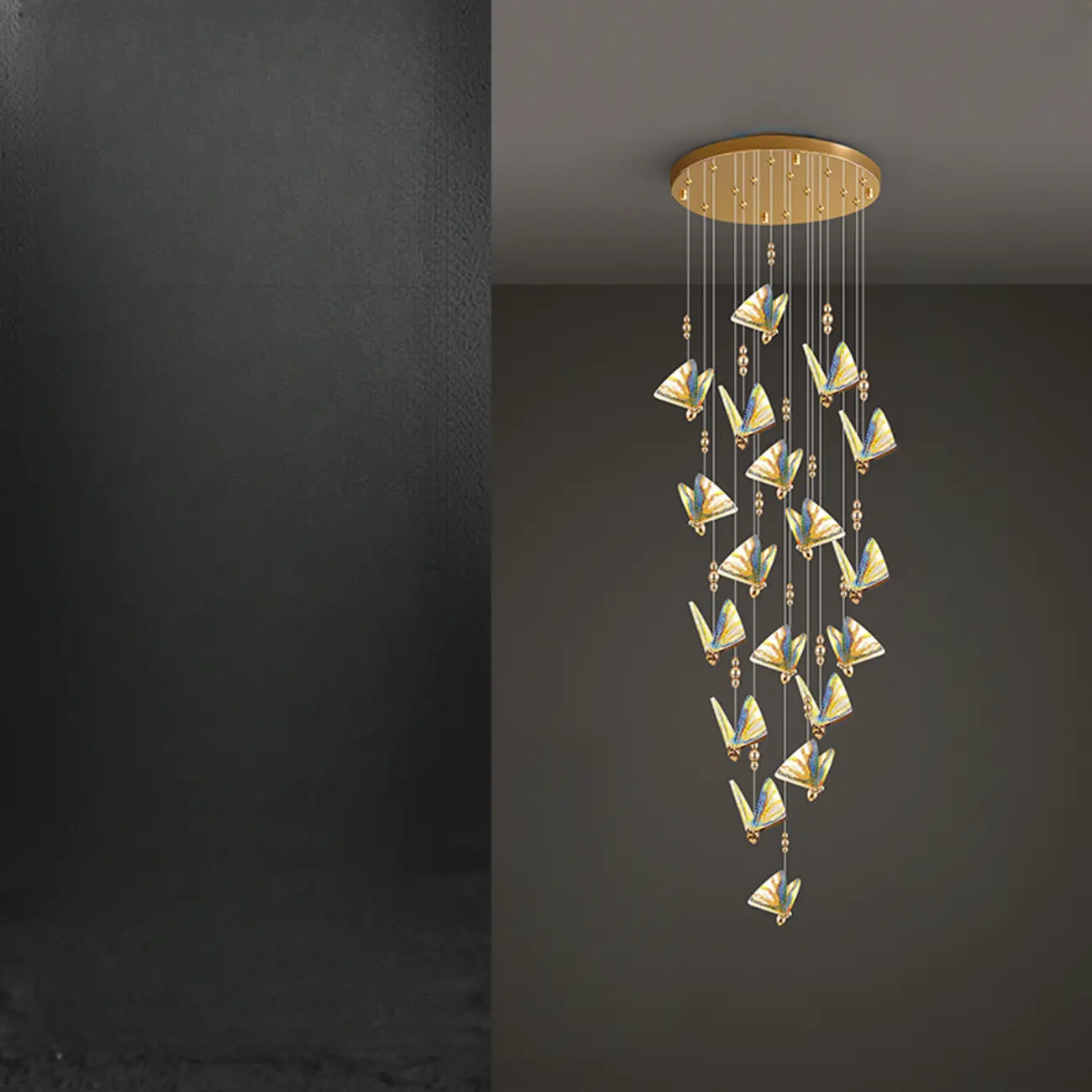 Modern Crystal Linear Butterfly Chandelier Light with Remote  Image - 17 | homeyfad