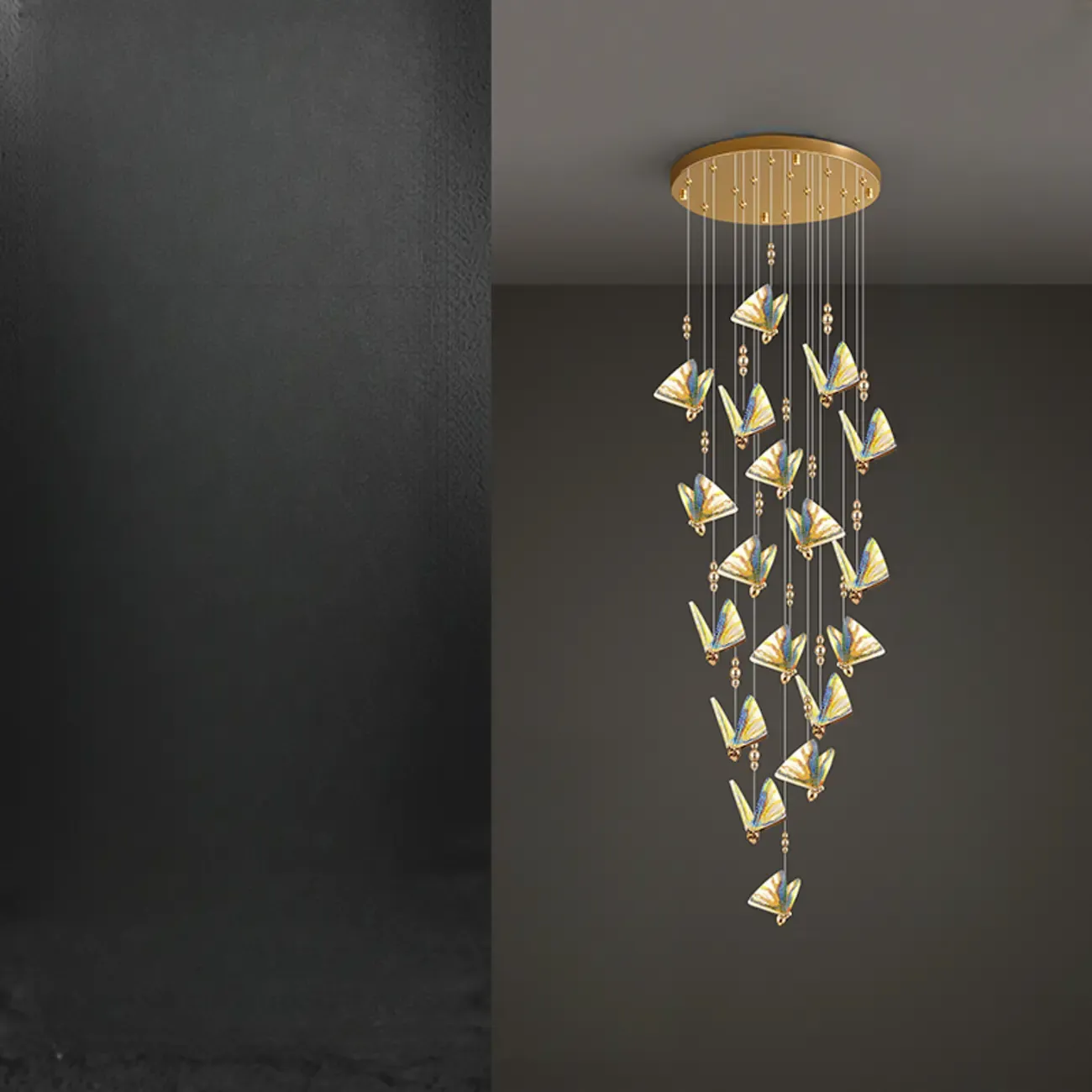 Modern Crystal Linear Butterfly Chandelier Light with Remote  Image - 17