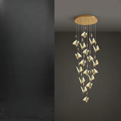 Modern Crystal Linear Butterfly Chandelier Light with Remote  Image - 17