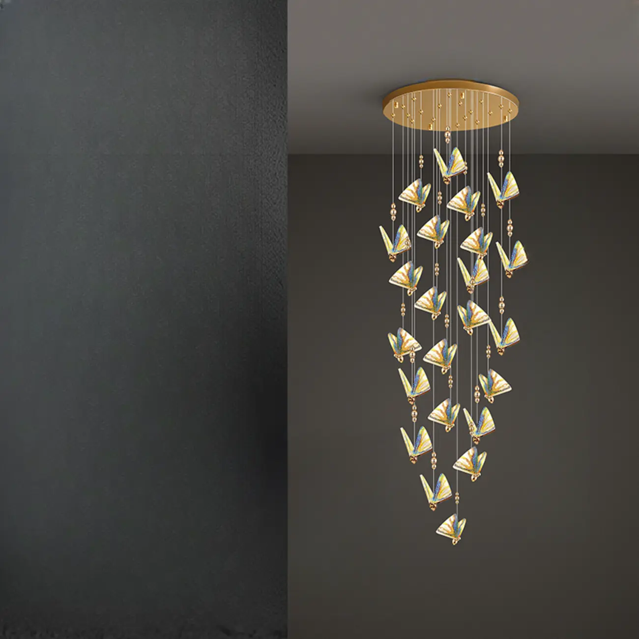 Modern Crystal Linear Butterfly Chandelier Light with Remote  Image - 18 | homeyfad