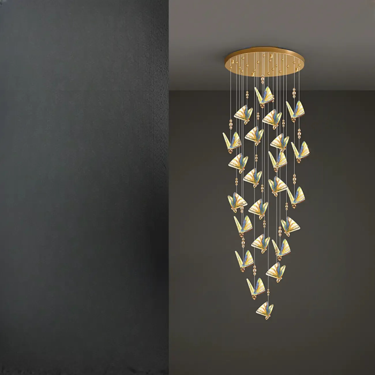 Modern Crystal Linear Butterfly Chandelier Light with Remote  Image - 18