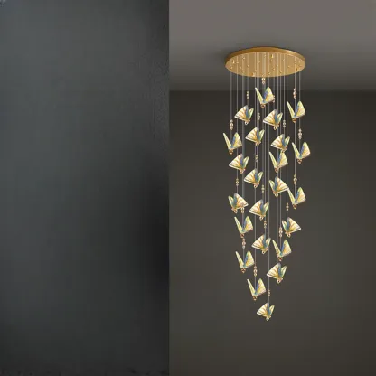 Modern Crystal Linear Butterfly Chandelier Light with Remote  Image - 18