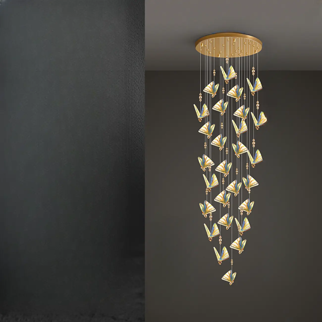 Modern Crystal Linear Butterfly Chandelier Light with Remote  Image - 19 | homeyfad