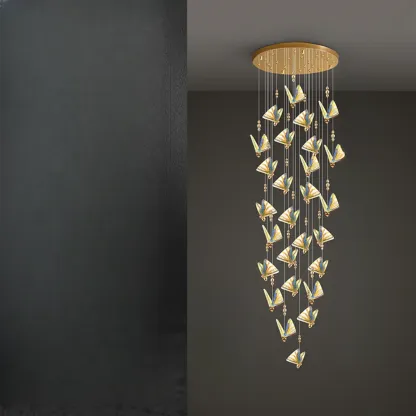 Modern Crystal Linear Butterfly Chandelier Light with Remote  Image - 19
