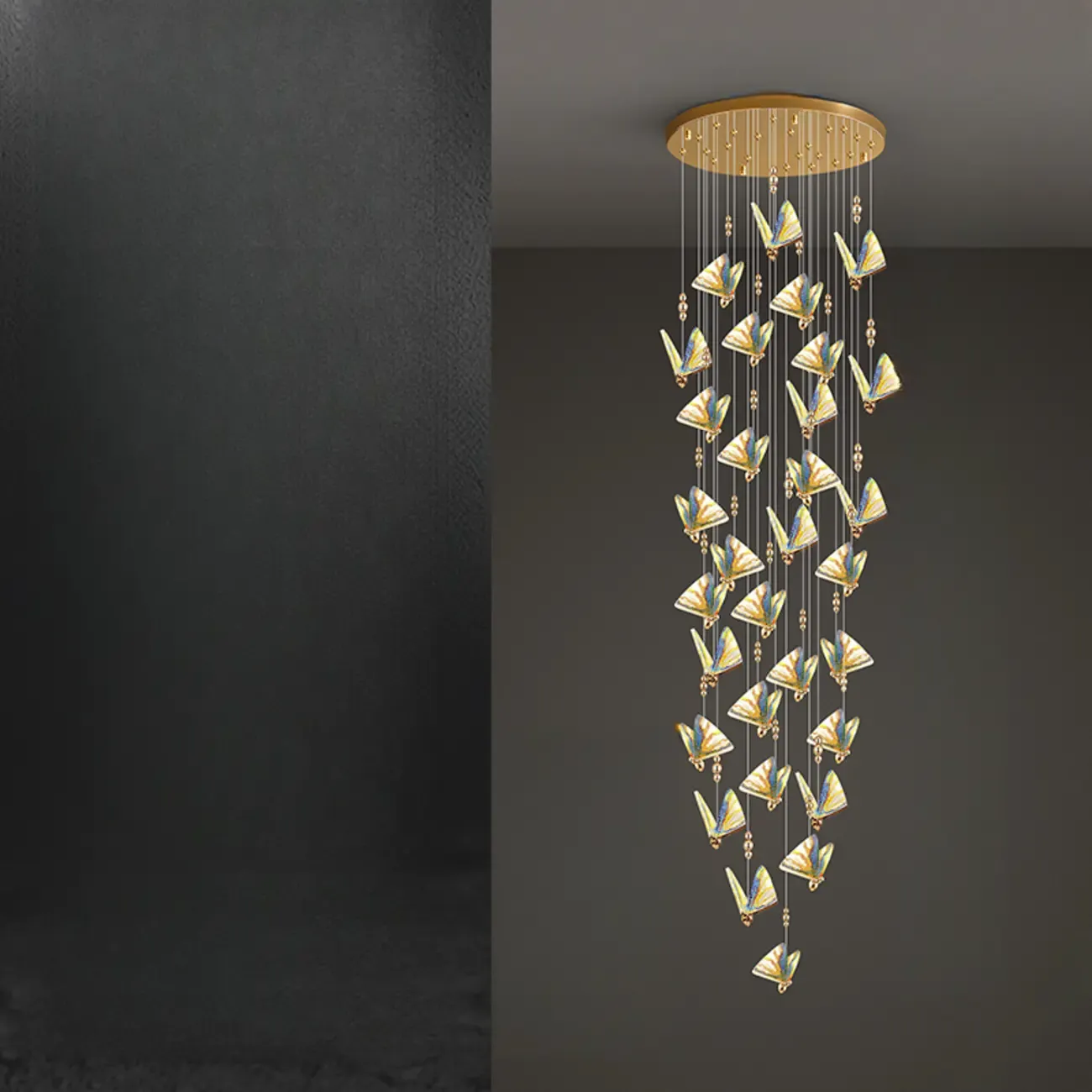 Modern Crystal Linear Butterfly Chandelier Light with Remote  Image - 20