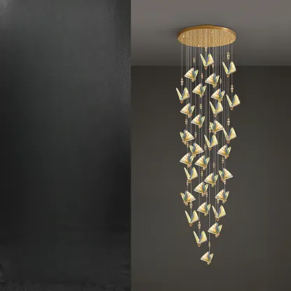 Modern Crystal Linear Butterfly Chandelier Light with Remote  Image - 20
