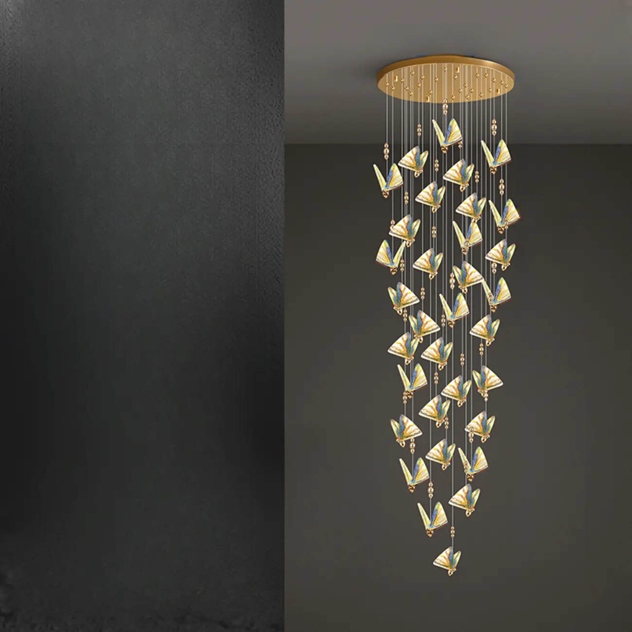 Modern Crystal Linear Butterfly Chandelier Light with Remote  Image - 21 | homeyfad