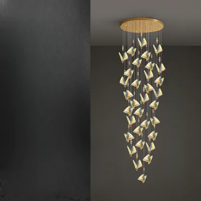 Modern Crystal Linear Butterfly Chandelier Light with Remote  Image - 21