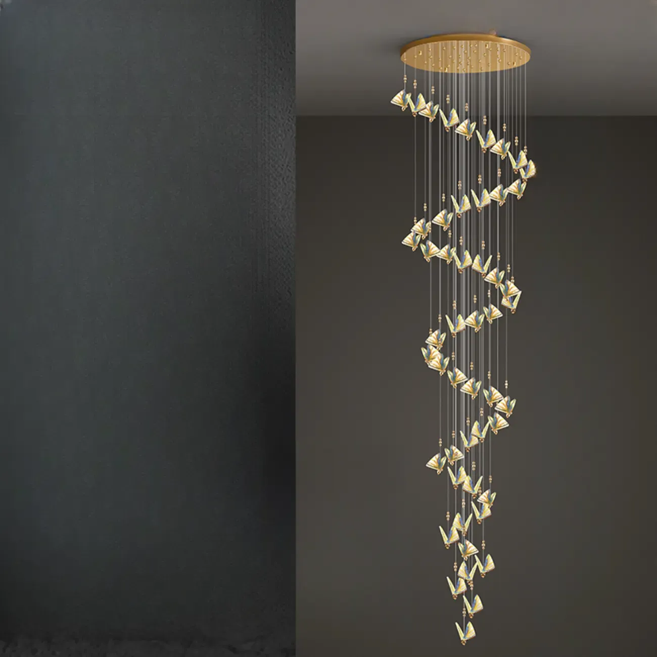 Modern Crystal Linear Butterfly Chandelier Light with Remote  Image - 24