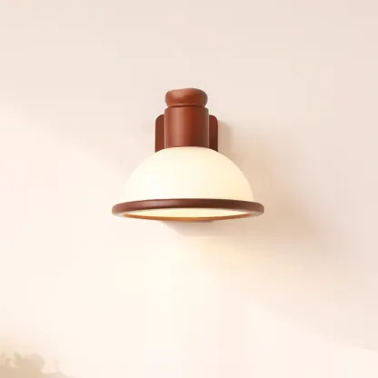 Modern Mini Walnut Glass LED Wall Sconce for Living Room  Image - 3