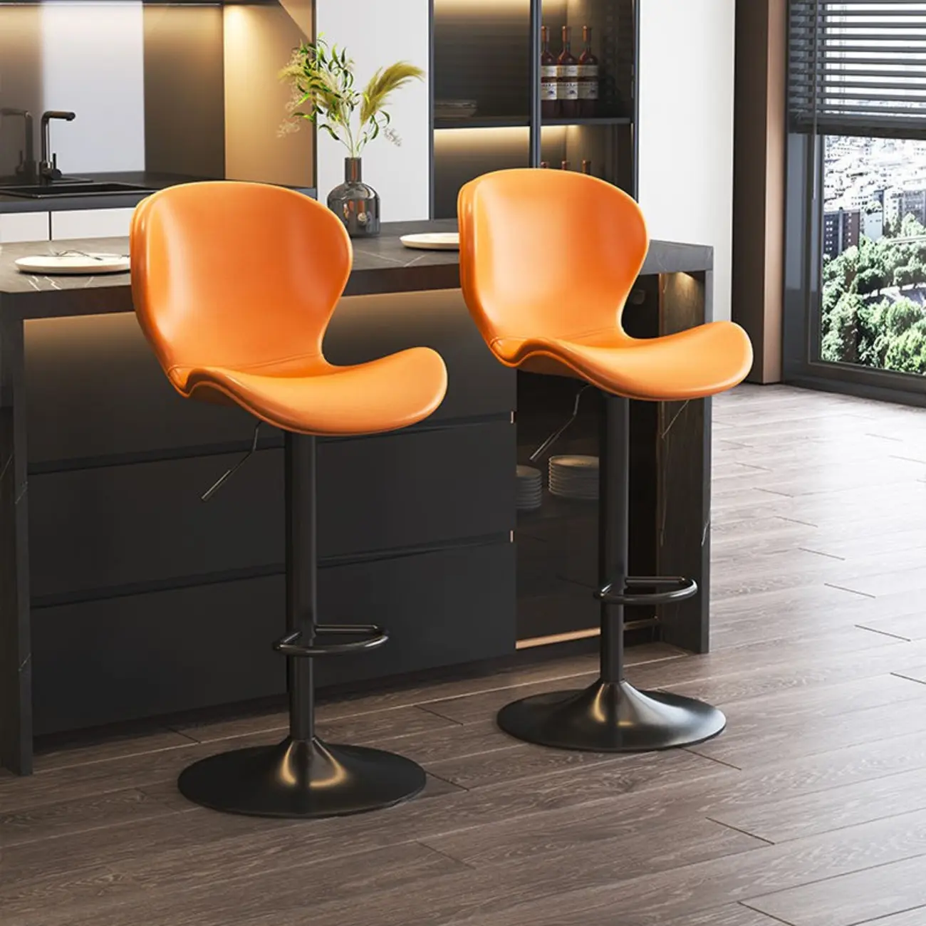 Modern Saddle Pedestal Swivel Adjustable Bar Stools | homeyfad