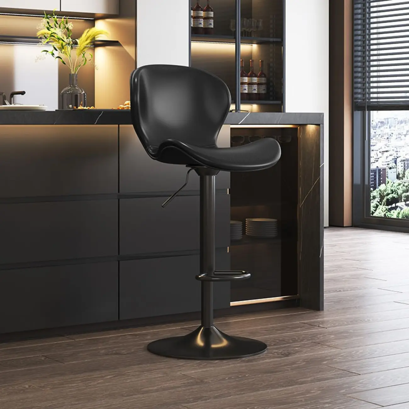 Modern Saddle Pedestal Swivel Adjustable Bar Stools | homeyfad