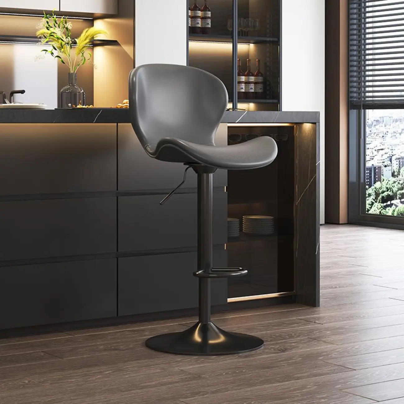 Modern Saddle Pedestal Swivel Adjustable Bar Stools | homeyfad