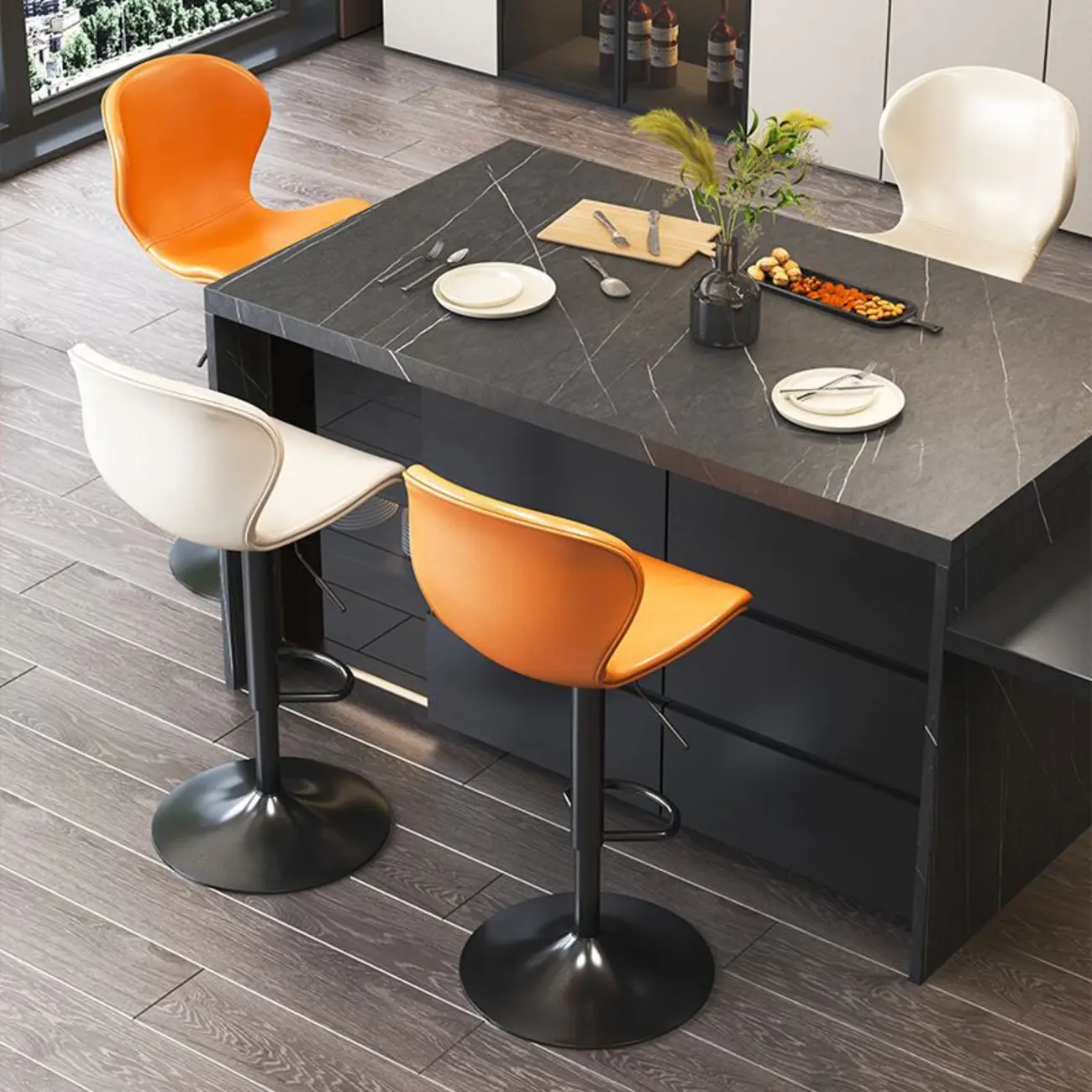 Modern Saddle Pedestal Swivel Adjustable Bar Stools | homeyfad