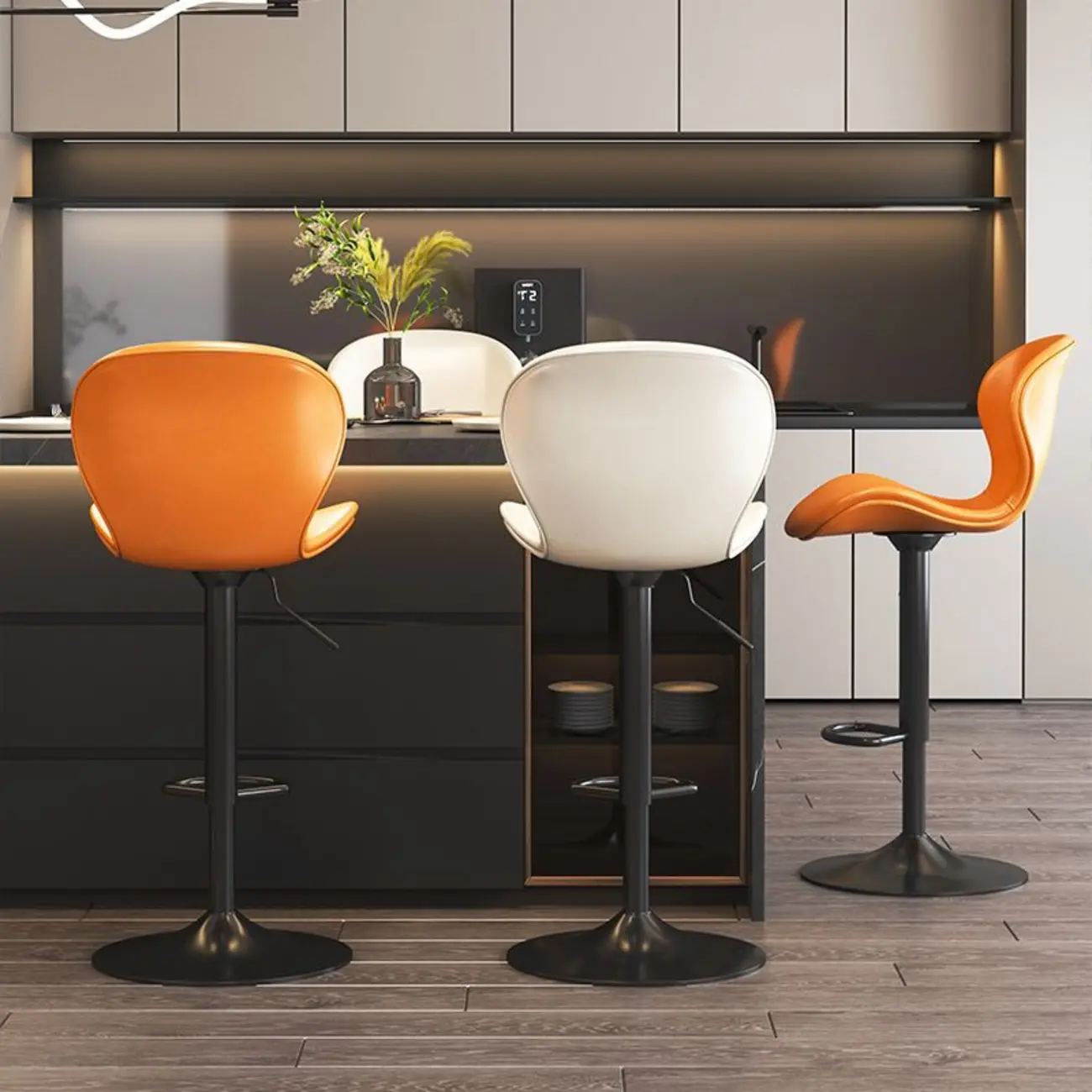 Modern Saddle Pedestal Swivel Adjustable Bar Stools | homeyfad