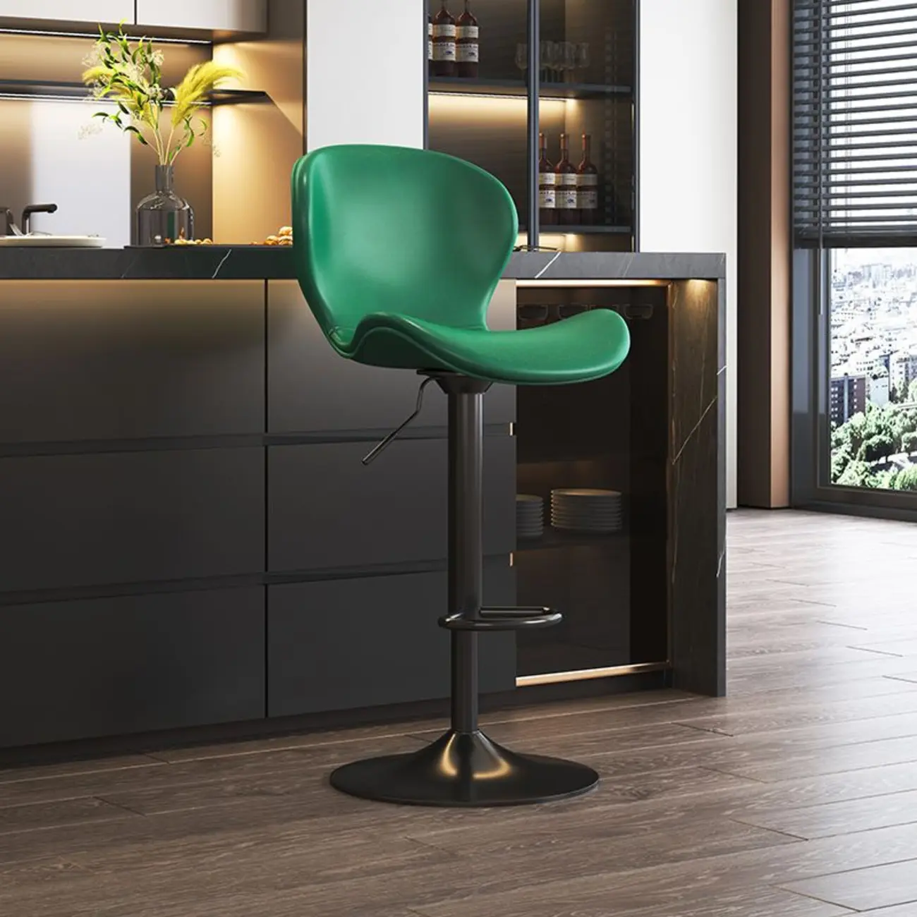 Modern Saddle Pedestal Swivel Adjustable Bar Stools | homeyfad