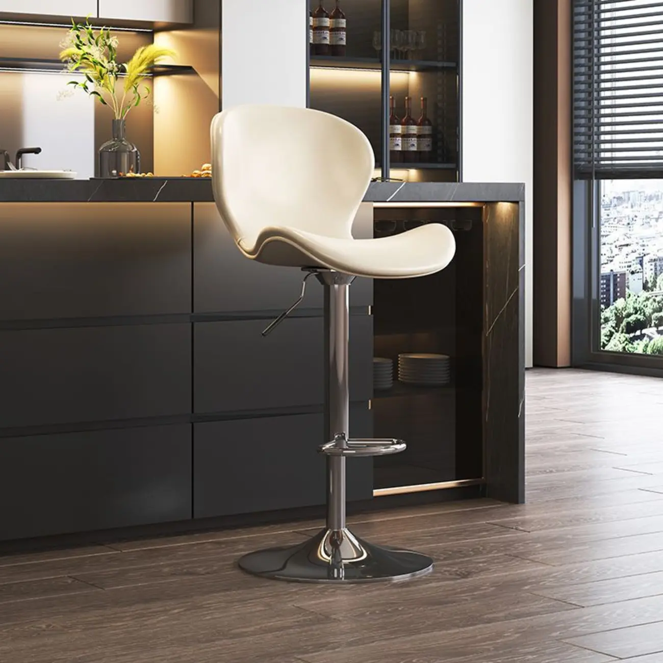 Modern Saddle Pedestal Swivel Adjustable Bar Stools | homeyfad