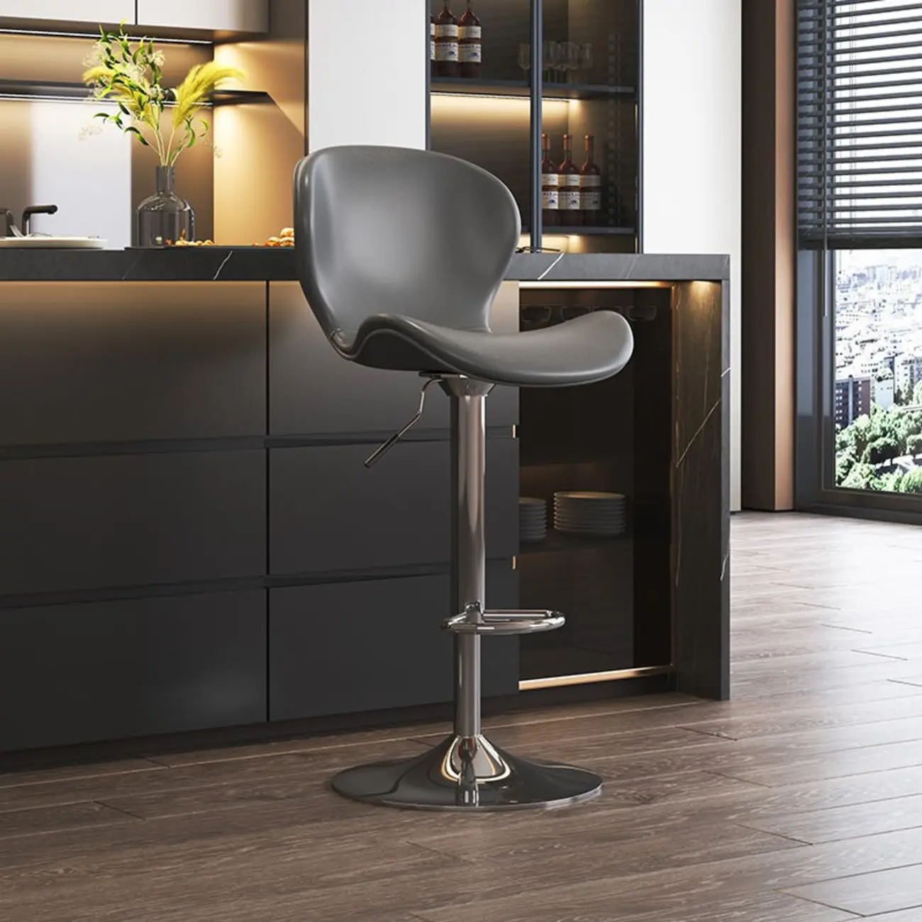 Modern Saddle Pedestal Swivel Adjustable Bar Stools | homeyfad