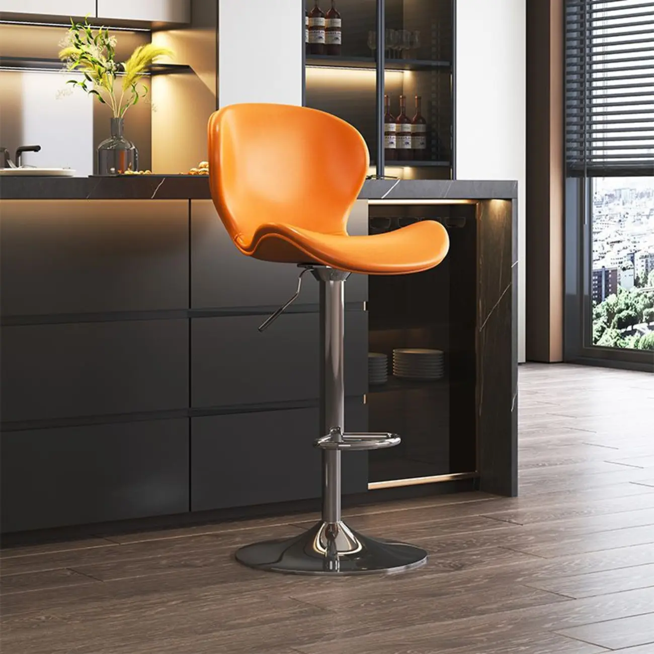 Modern Saddle Pedestal Swivel Adjustable Bar Stools | homeyfad
