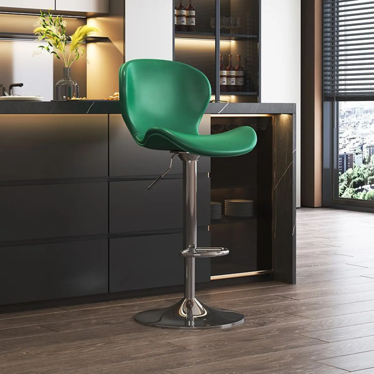 Modern Saddle Pedestal Swivel Adjustable Bar Stools | homeyfad