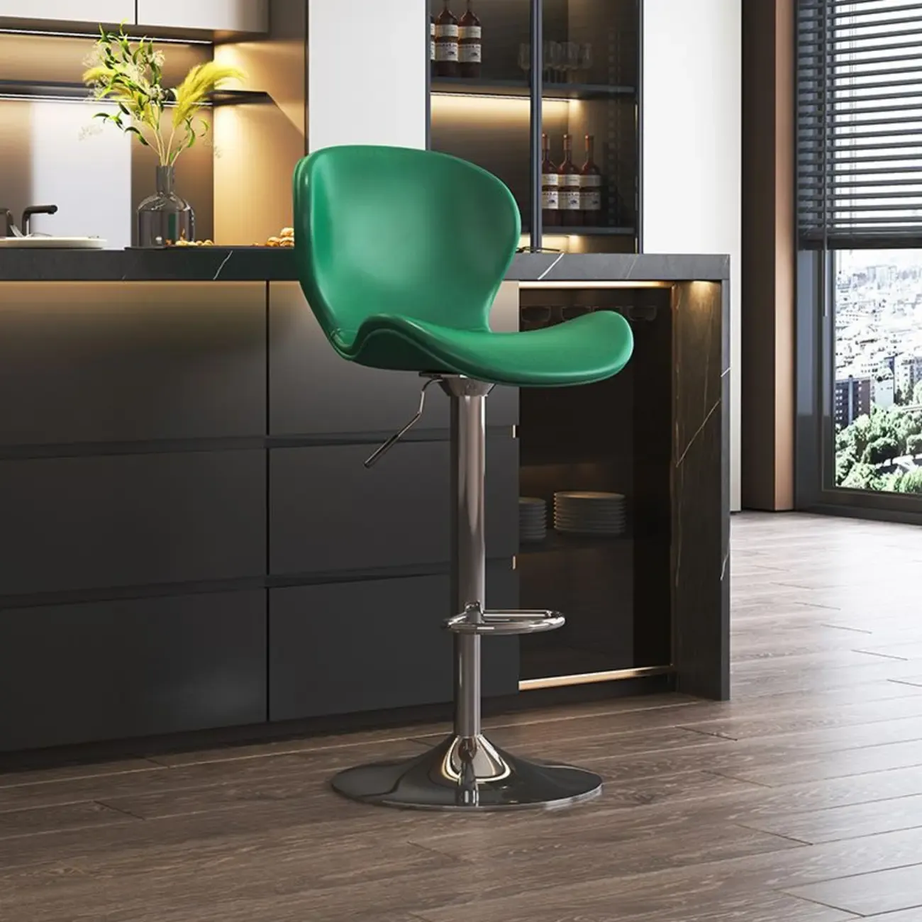 Modern Saddle Pedestal Swivel Adjustable Bar Stools