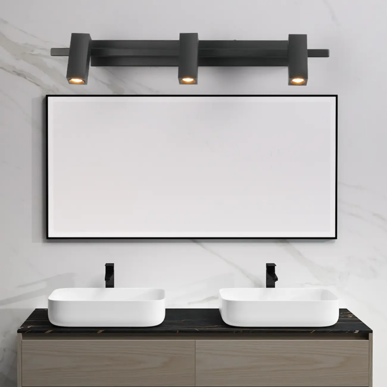 3-Light Rectangle Adjustable Black Vanity Lights | HomeyFad