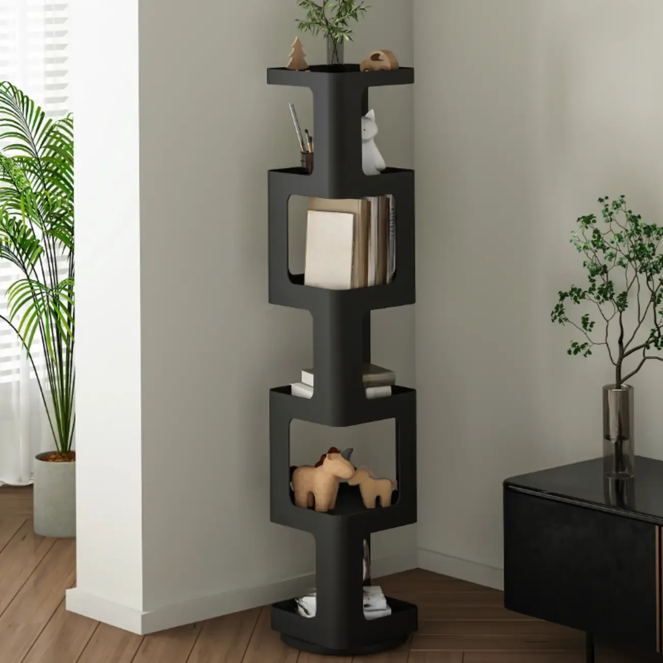 Chic Rotatable 4-Tier Vertical Metal Open Back Bookcase Image - 6