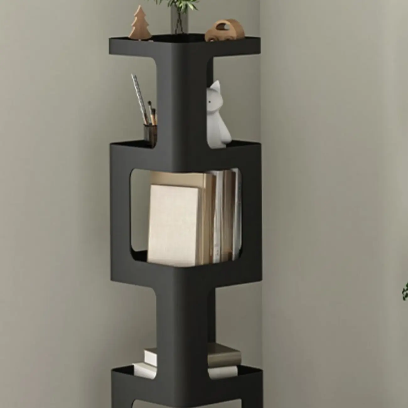 Chic Rotatable 4-Tier Vertical Metal Open Back Bookcase Image - 9 | homeyfad